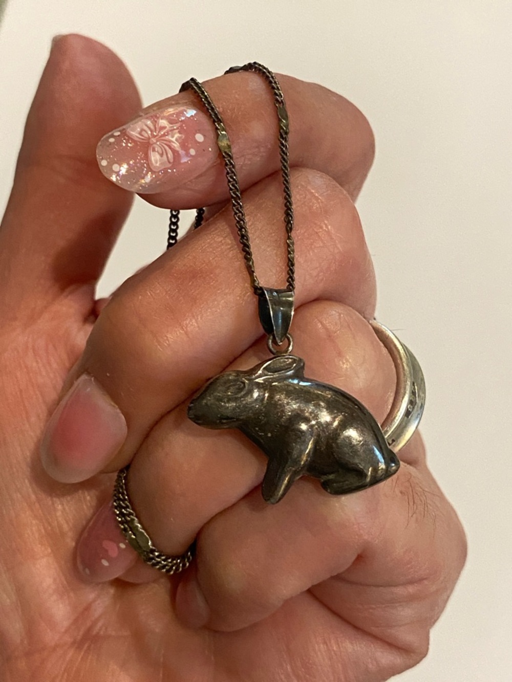 Victorian Sterling Rabbit Pendant Necklace